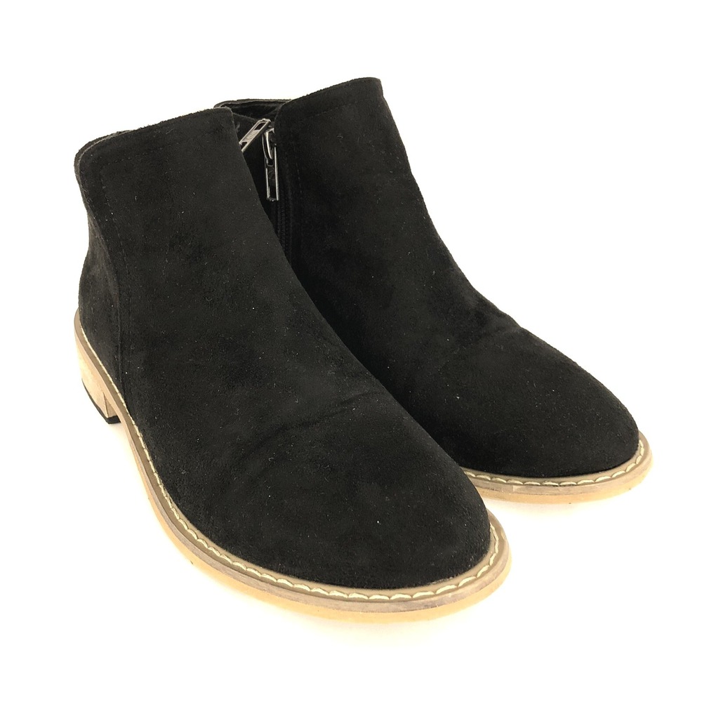 Seven Womens Black Vegan Suede Booti Ankle Boots Side Zip Size 7 Mint SH403